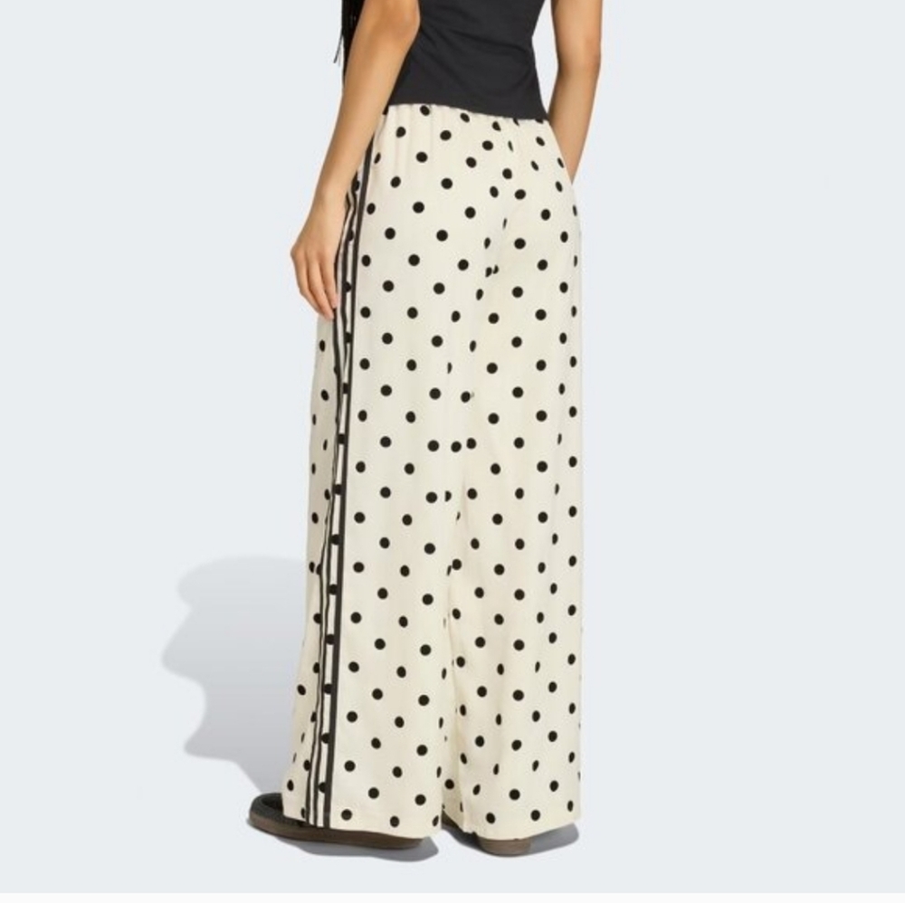 adidas Cream and Black Polka Dot Wide-Leg Track Pants - Picture 2 of 6